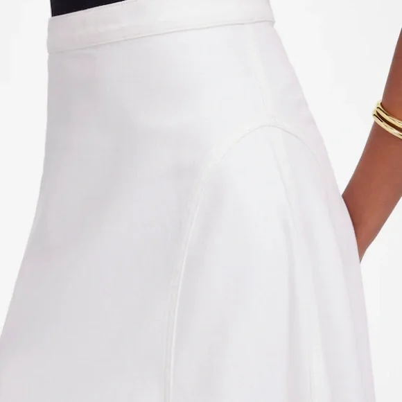 Madewell Denim Fluted Midi Skirt In Tile White Size 26 NWT - Picture 6 of 6